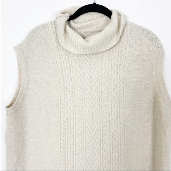 LOFT Wool Beige Cream Super Soft Turtleneck Sweater Oversized Cozy Long Medium - Picture 3 of 6